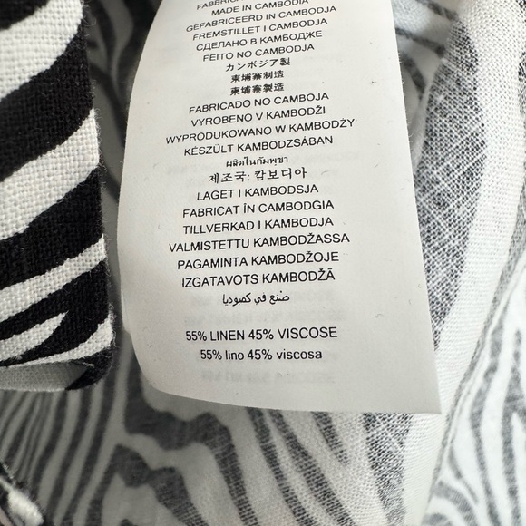 Michael Kors Womens Zebra Print Tunic Top XS Black Button Down Linen Blend NWT - Picture 10 of 14